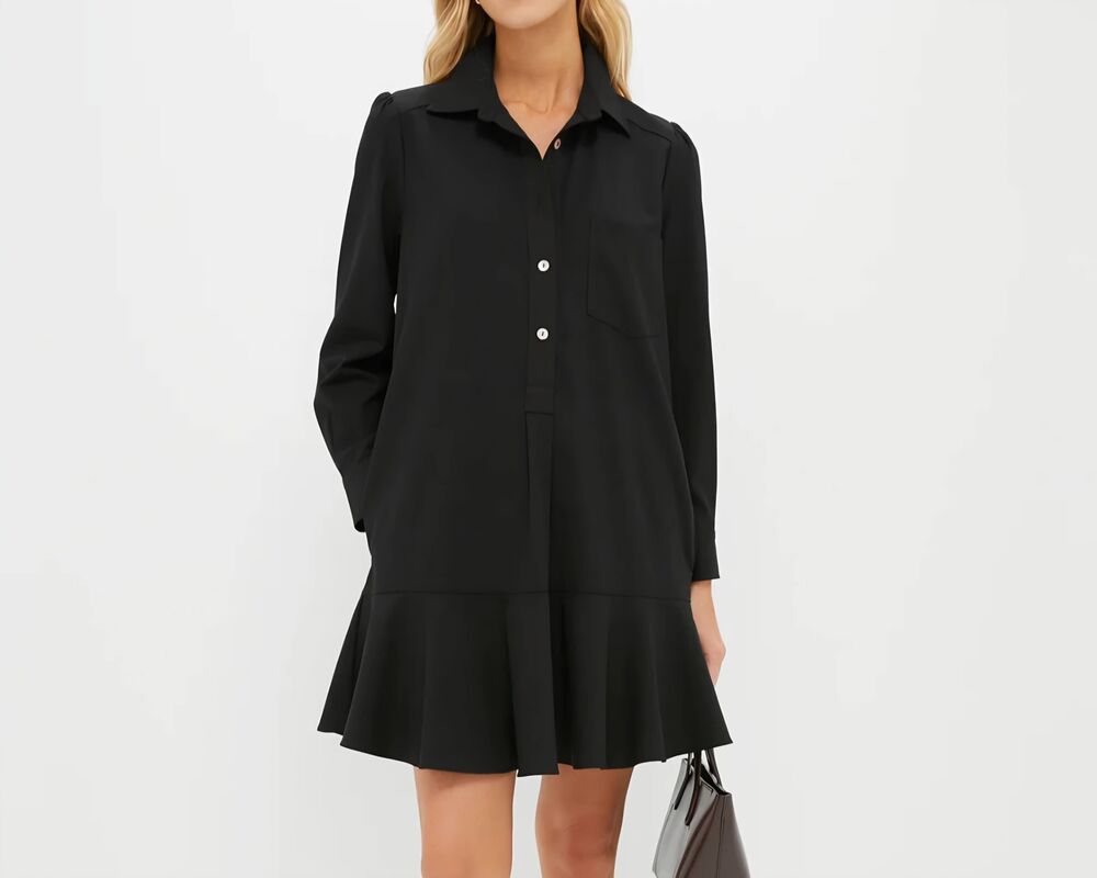 Tuckernuck Black Crepe Callahan Shirt Dress sz Large